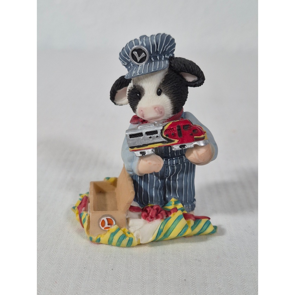 Enesco Marys Moo Moos Lionel Conductor Cow Figurine A Treasure For A Lifetime